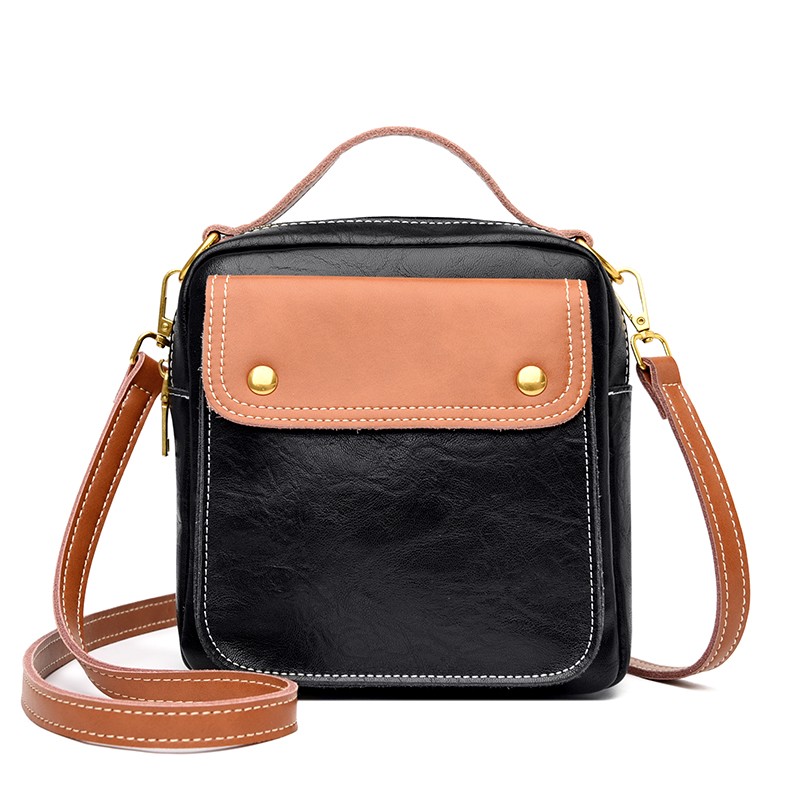 Fashion Vintage Women Messenger Bag Cowhide and PU Leather Designers Handbag Luxury Women Shoulder Bags Female Crossbody Bags