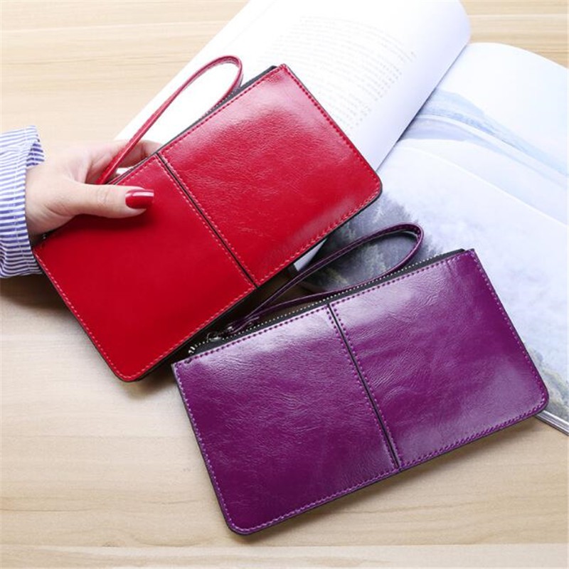 New Fashion Women Office Lady PU Leather Long Wallet Clutch Zipper Business Bag Wallet Card Holder Large Capacity Wallet