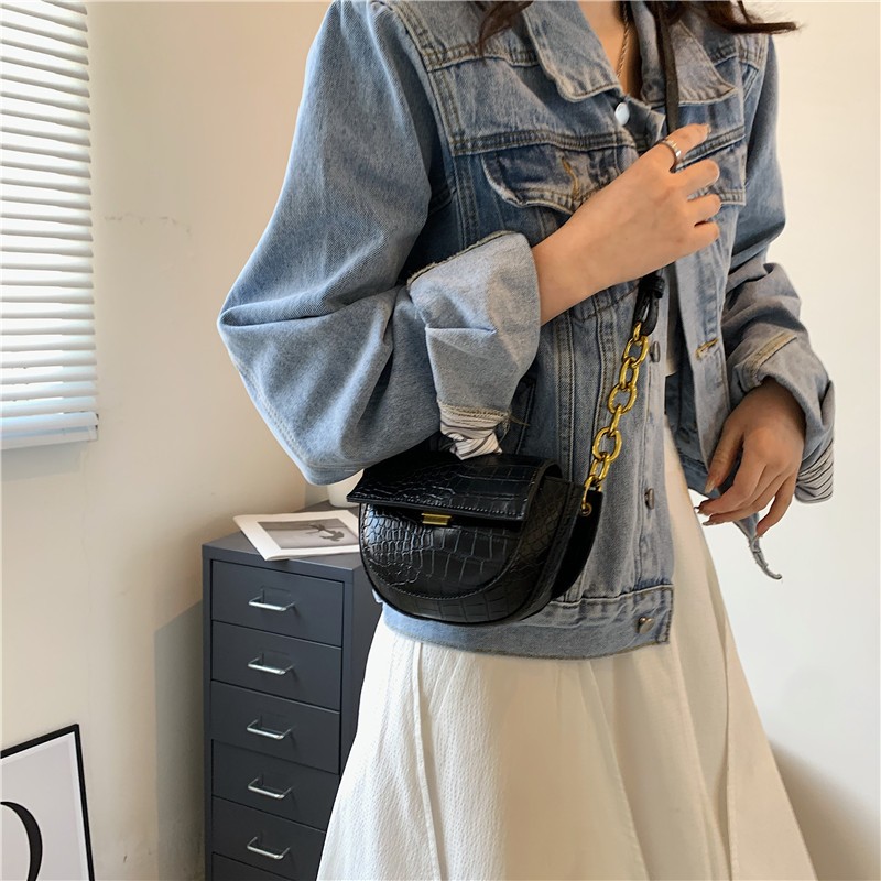 حقائب أنيقة للنساء الكلاسيكية السيدات حقيبة كتف سلاسل رسول حزمة مصمم بولي Leather جلد التمساح Crossbody خمر حزمة