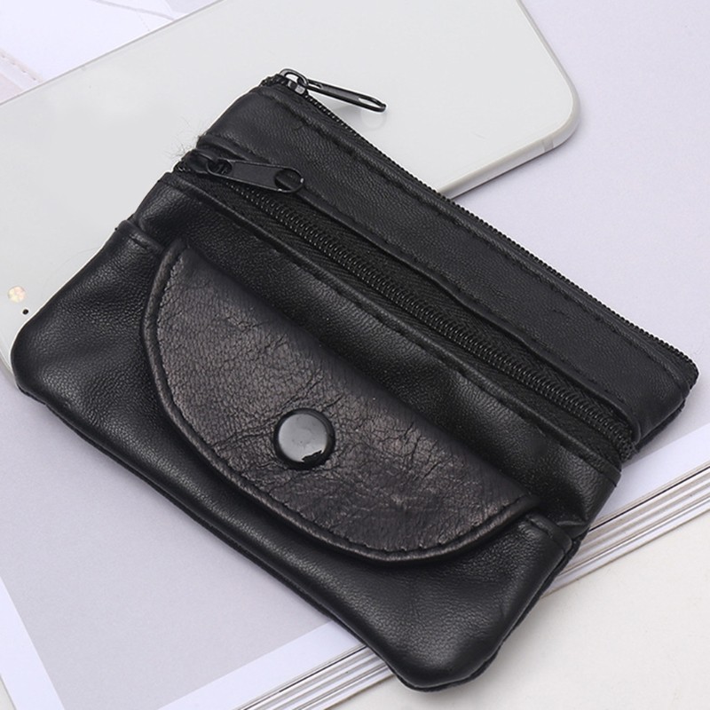 Women's Fashion Coin Purse Double Zipper Pocket Credit Card Holder Change Wallet Unisex Casual Solid Color Simple Handbag Purse