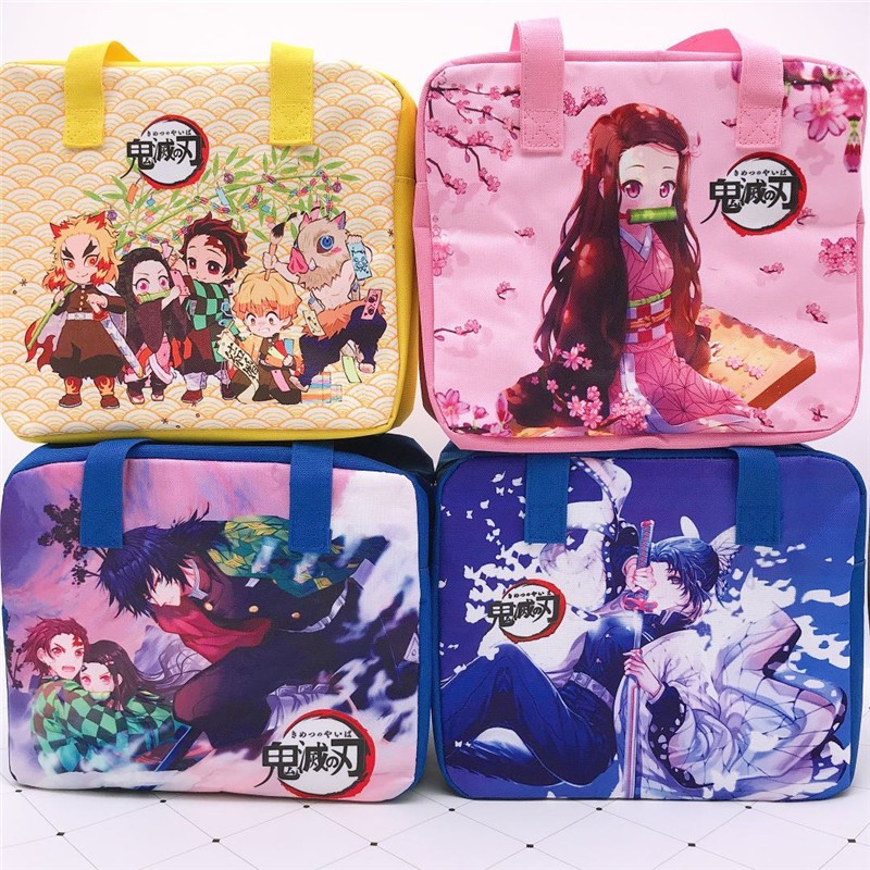 Demon Slayer Devil Blade Cartoon Anime Insulation Bag Kimetsu no Yaiba Tanjirou Nezuko Picnic Lunch Box Meal Bento Hand Storage Bag