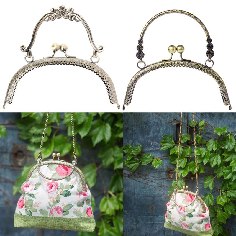 Thinkthydo New Popular 1PC Metal Frame Kiss Clasp Lock Handle Bracket DIY Purse Bag DIY Craft 16.5cm