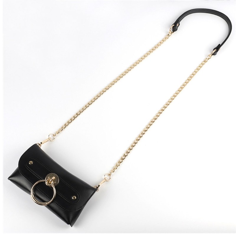 1pc 120cm Metal Chain Strap with Leather DIY Replacement Bag Chain Adjustable Bag Straps Single Purse Shoulder Strap for Bag