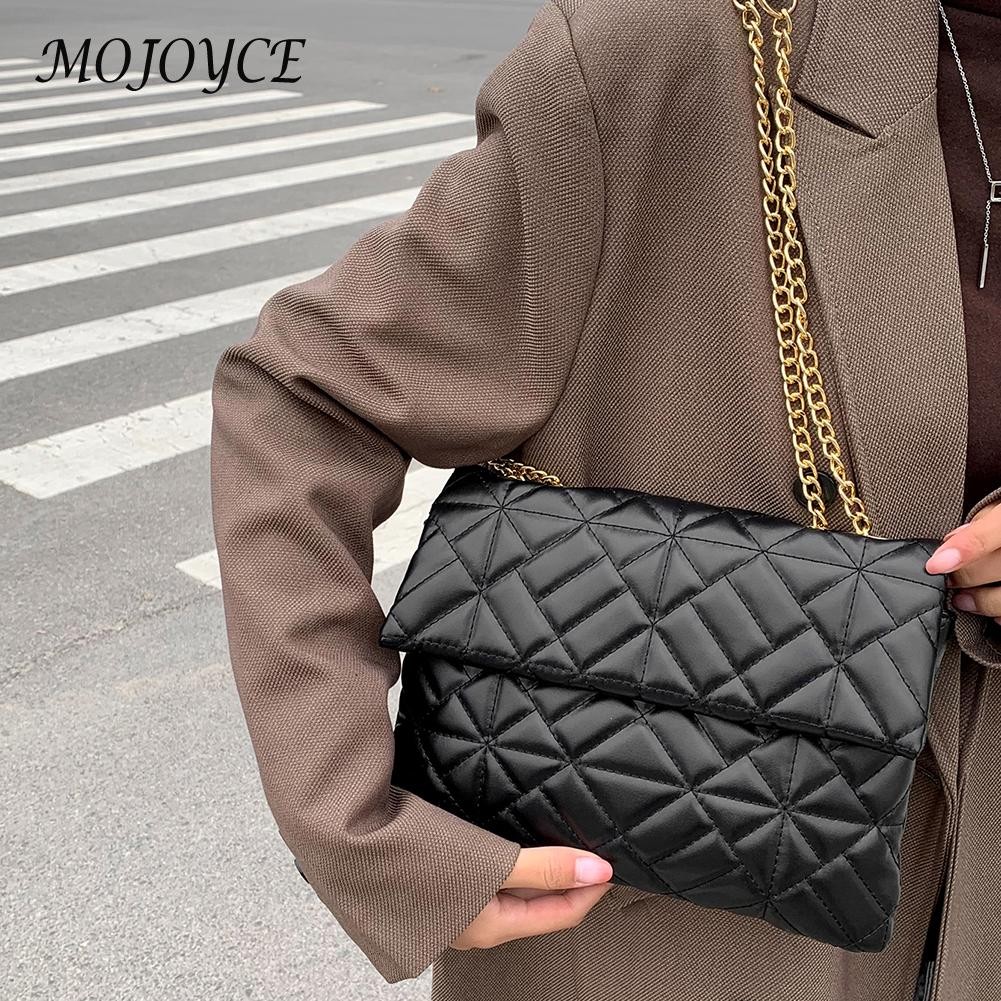 Women Shoulder Bags Fashion PU Leather Underarm Bags Pure Color All-Match Lattice Style Shopping Bags Designer Clutch