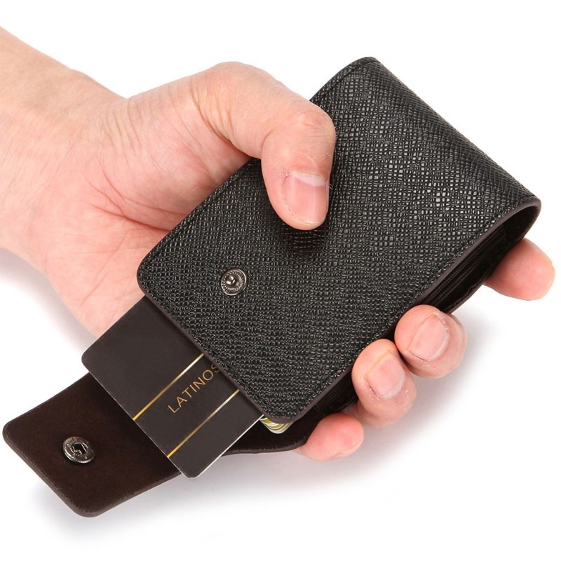 Men's and Women's PU Leather Card Holder, Multi-Pocket Protective Pocket Card Holder for Buses