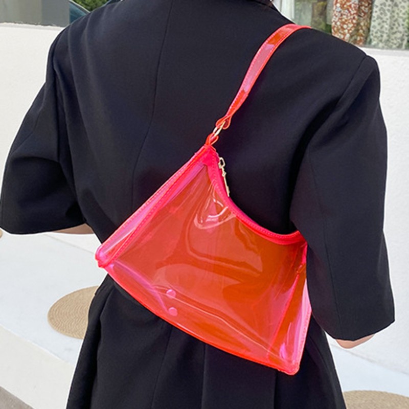 Summer Fashion Transparent Clear Jelly Handbag Shoulder Bags For Women Elegant Evening Bag Ladies Underarm Bag