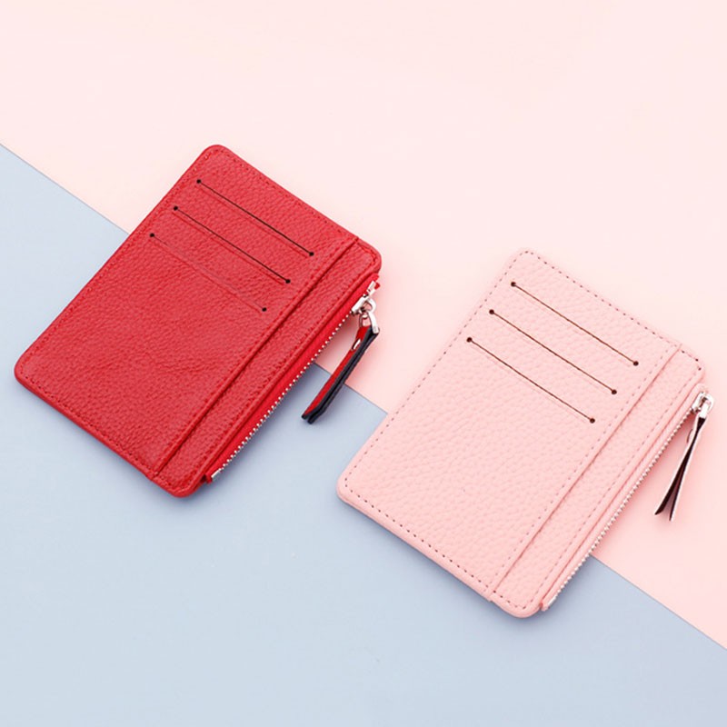 1pcs Small ID Card Holders Business Credit Card Holder PU Leather Slim Bank Card Case Organizer Fashion Zipper Unisex Wallet