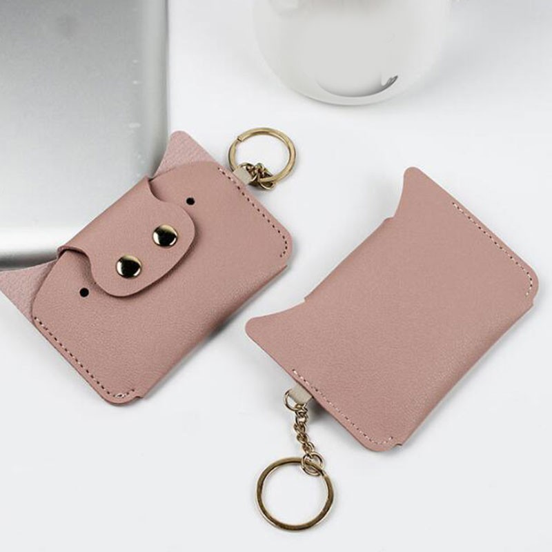 Creative Card Holder Cartoon Simple Animal Piggy Shaped PU Leather Kawaii Small Wallets Keychain Coin Purse ID Card Bag for Girls