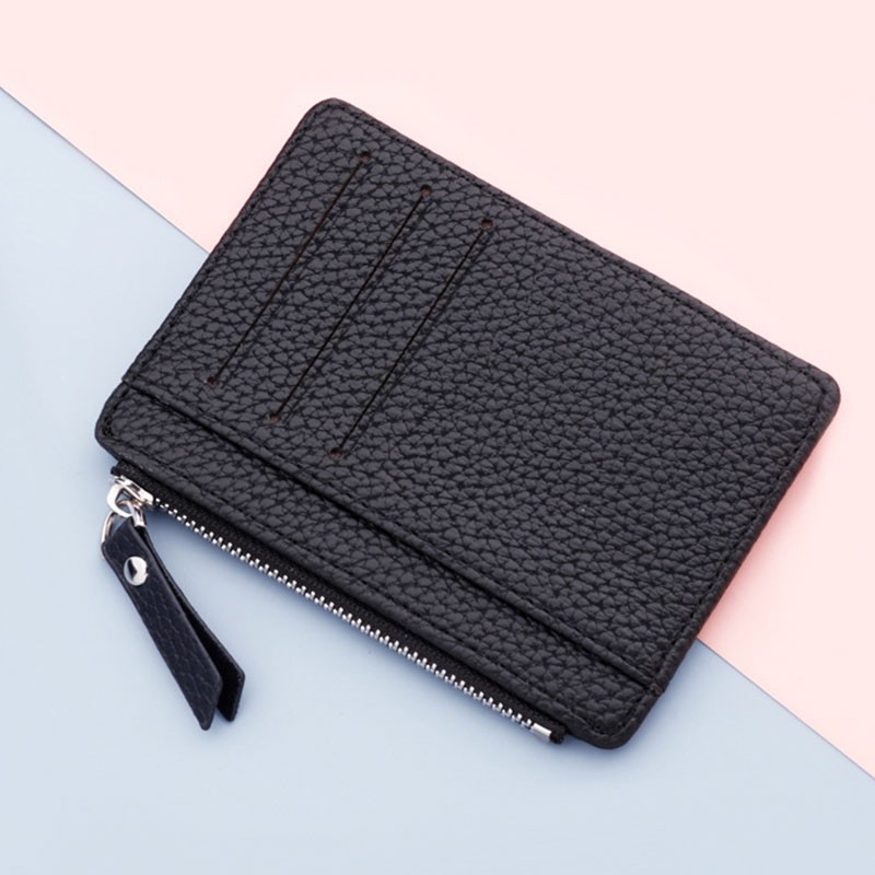 Women Ultra Thin Card Holder PU Leather Unisex Zipper Business Card Case Men Credit Cards Small Wallet Credit Card Organizer