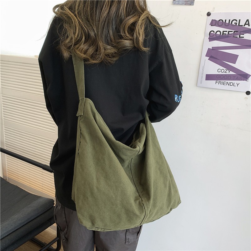 DIGERUI Casual Messenger Bag Women Shopper Canvas Tote Bag Female Solid Simple Large Capacity Shoulder Bag Female Crossbody Bags