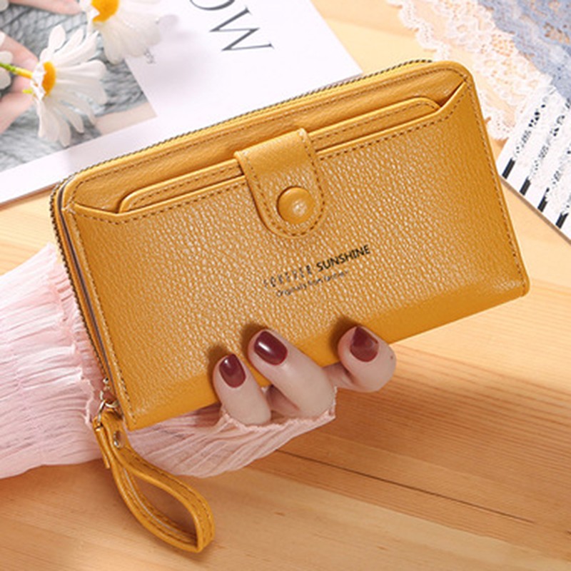 Brand Yellow Women Wallet Soft PU Leather Female Small Purse Hasp Card Holder Coin Short Wallets Slim Small Purse Zipper Keychain