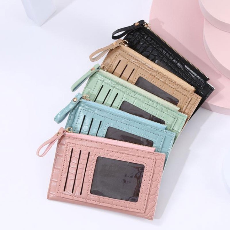 Women's Crocodile Pattern Wallet Small Coin Purse Multiple Card Slot Card Holder Organizer Ladies Casual Clutch Phone Bag