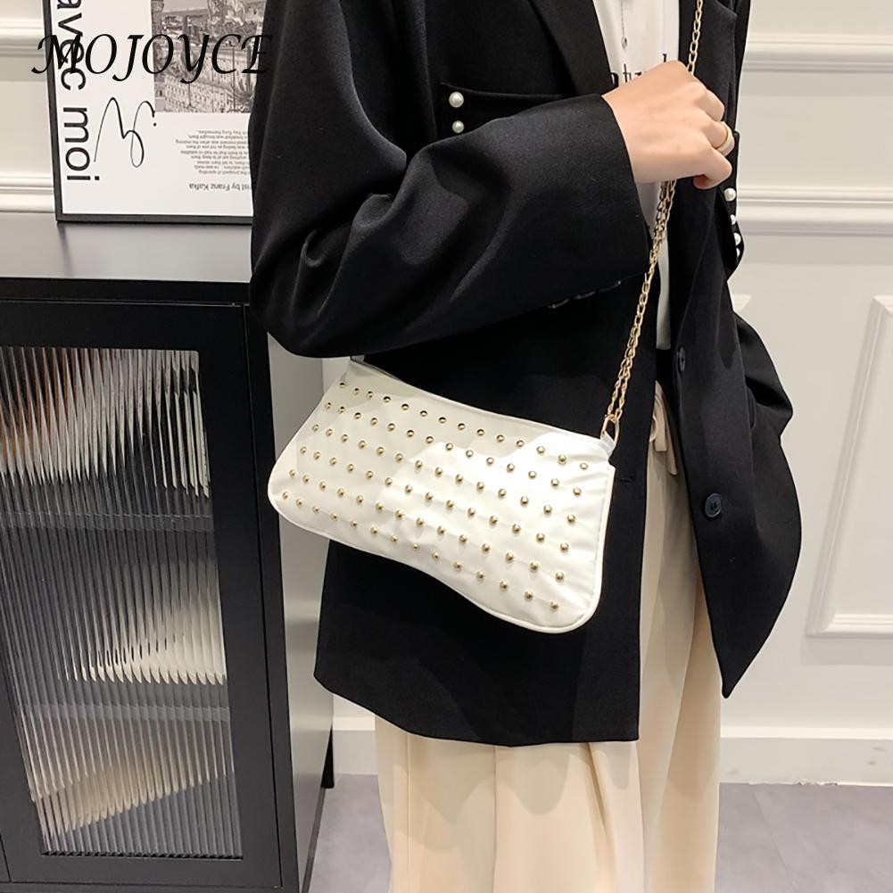 Women Leather Handbag Fashion Rivet Female Crossbody Bags New Clutch Street Fashion Simple Designer Handbag Luxury Female Bag