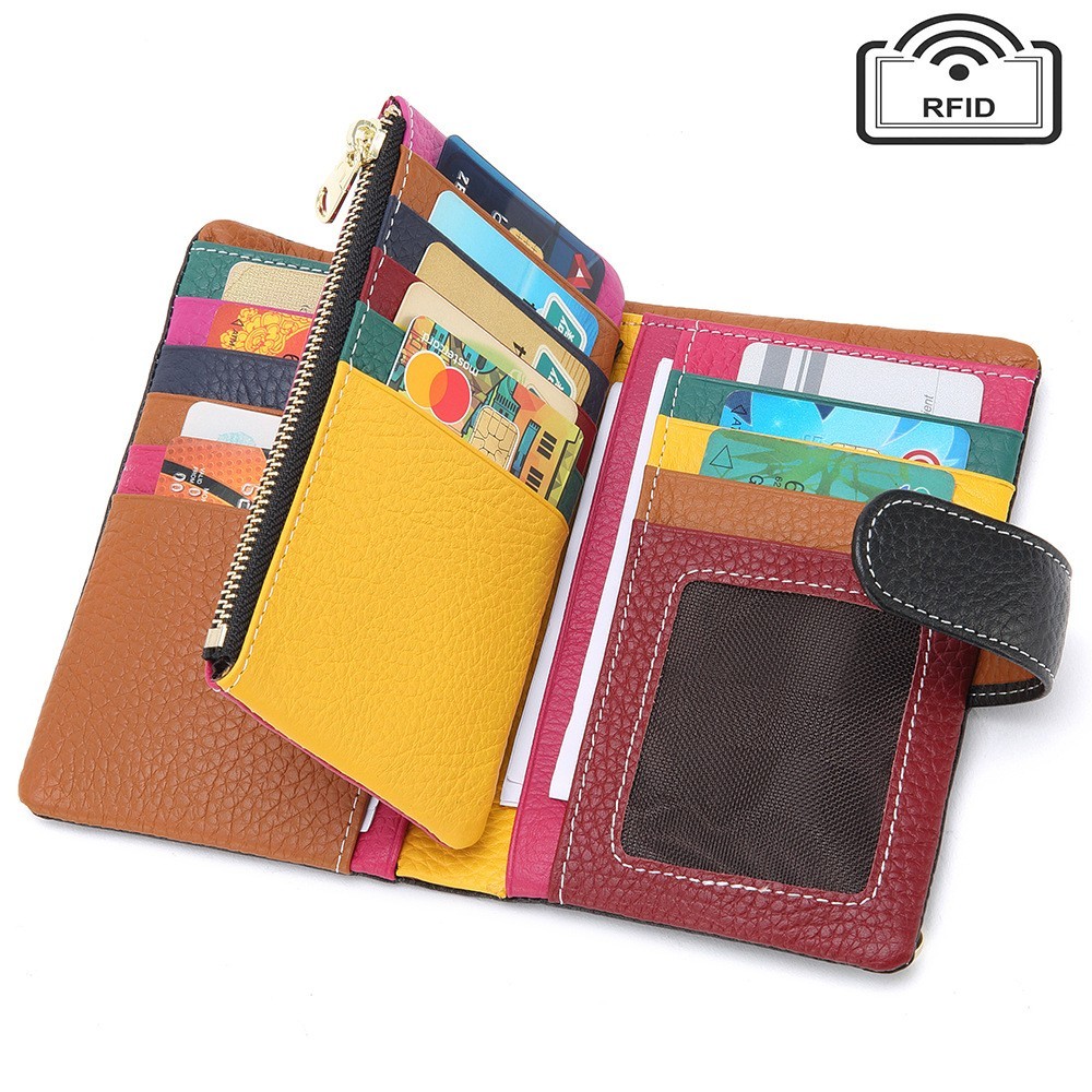 Fashion women's new small wallet multi-card zipper bag fashion buckle first layer cowhide coin purse female