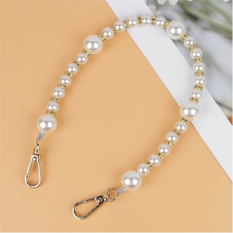 X7YA Artificial Pearl Purse Chain Handles For Handbag Shoulder Bag Strap Replacement