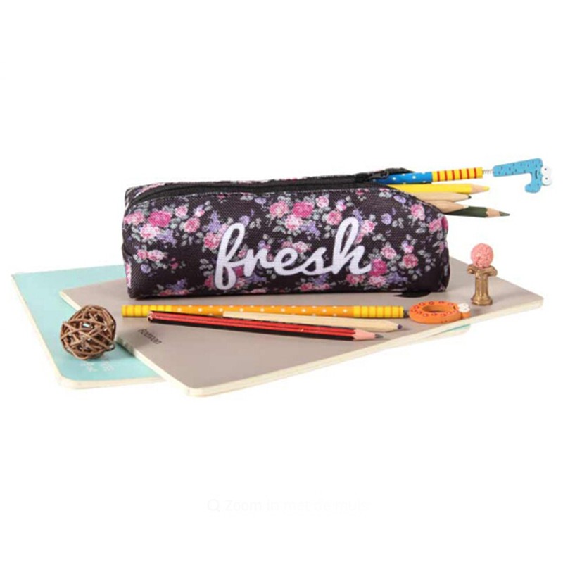 Women Retro Flower Print Cosmetic Bag Makeup Bag Kids School Pencil Bag Small Shower Pouch Organizer Bag