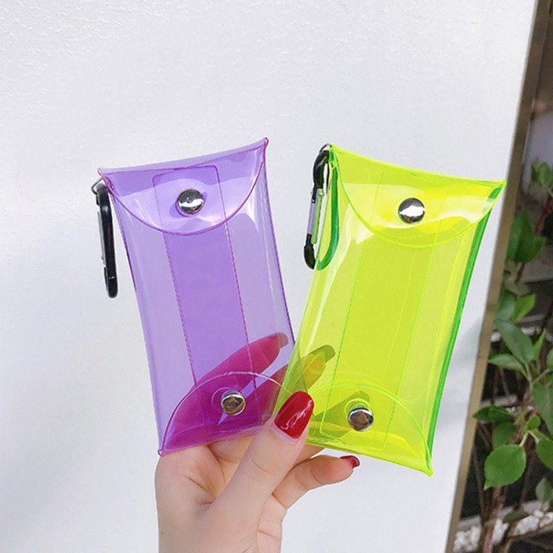 INS New Transparent PVC Key Card Holder Wallet Pouch Car Keychain Women Coin Purse Bag Mini Rouge Storage Money Bag Pocket