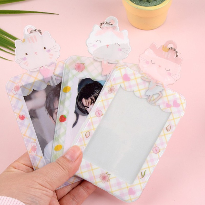 INS Colorful Photo Card Holder Pendant for Small Photo Sticker and Name Card 7.5*14.6cm Photo with Key Chain Cartoon Card Cutter