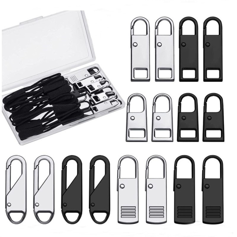 X7YA 33pcs Zipper Pull Repair Kit Replacement Slider Pull Tab Universal Fixer Metal Zippers Head DIY Sewing Craft Tool