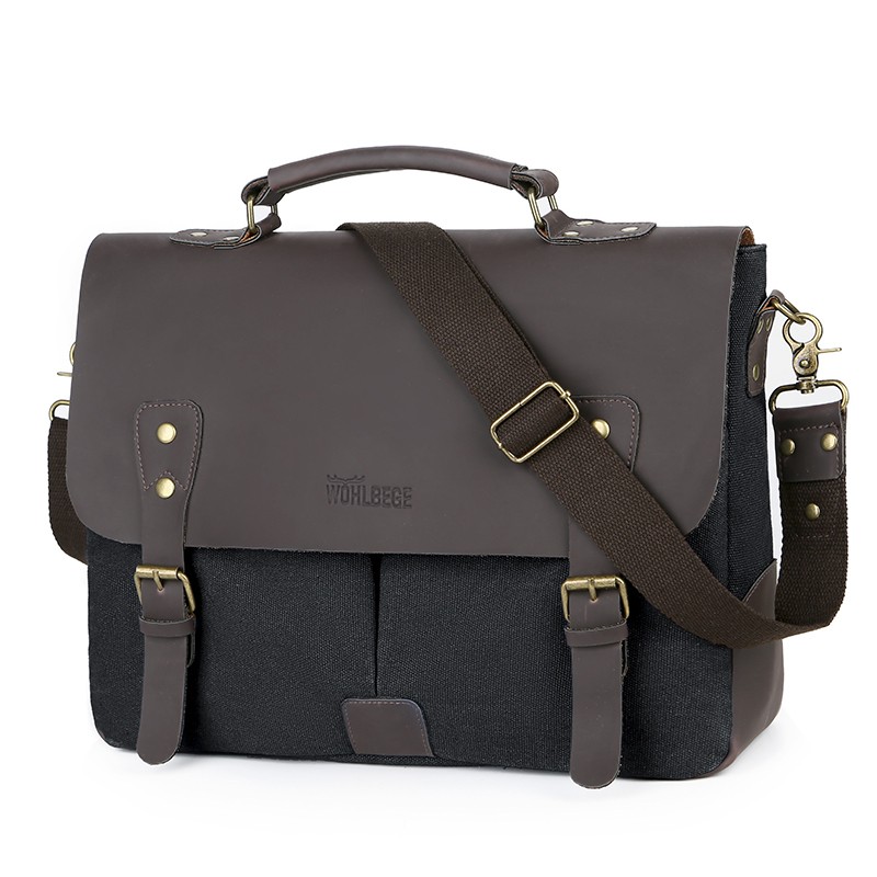 High Quality Business Laptop Canvas Briefcase Shoulder Bag for Men 14'' Computer Handbag Men Vintage Messenger Bag Dropshipping