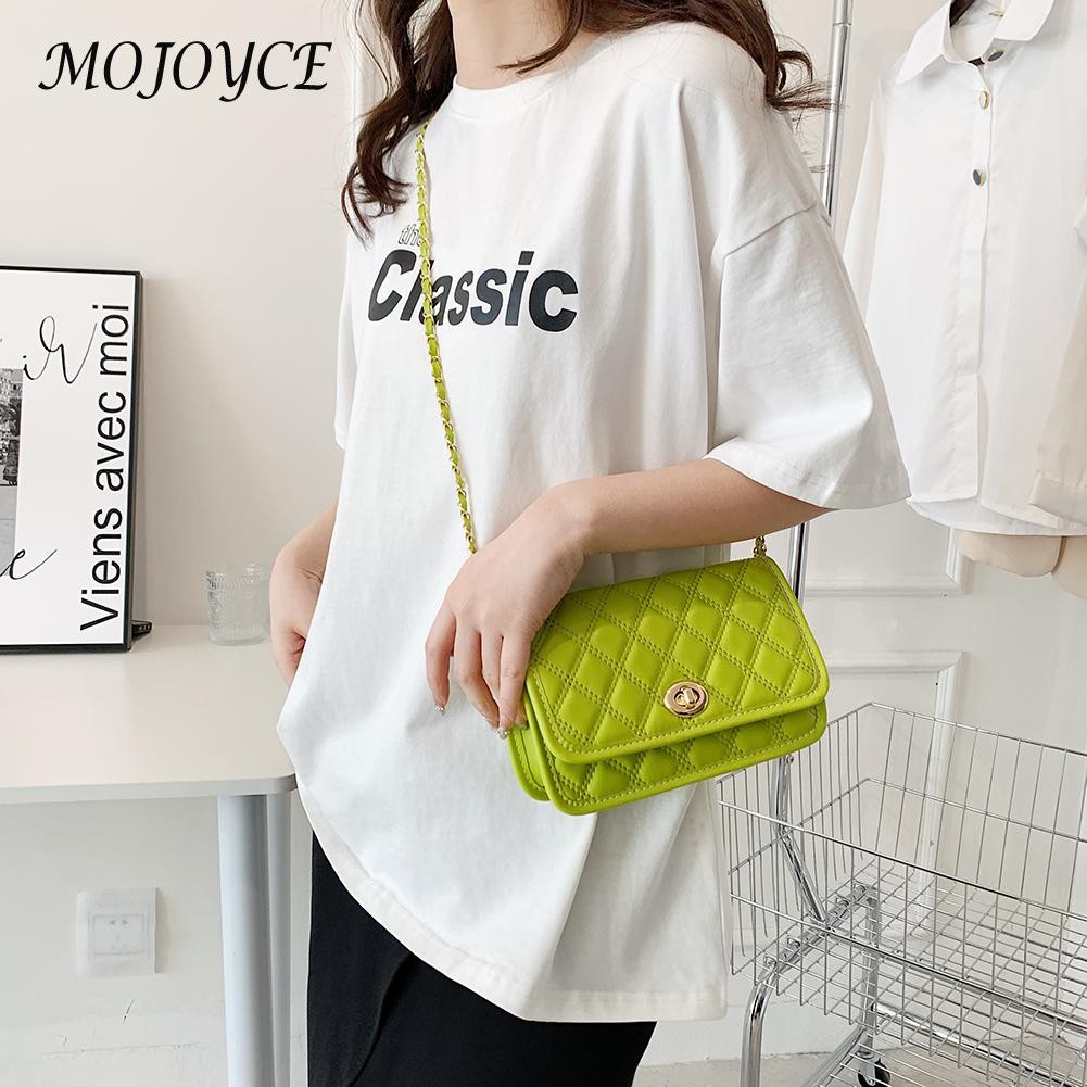 Fashion Diamond Lattice PU Leather Women Shoulder Crossbody Bags Flap Metal Lock For Women Fashionable Decoration