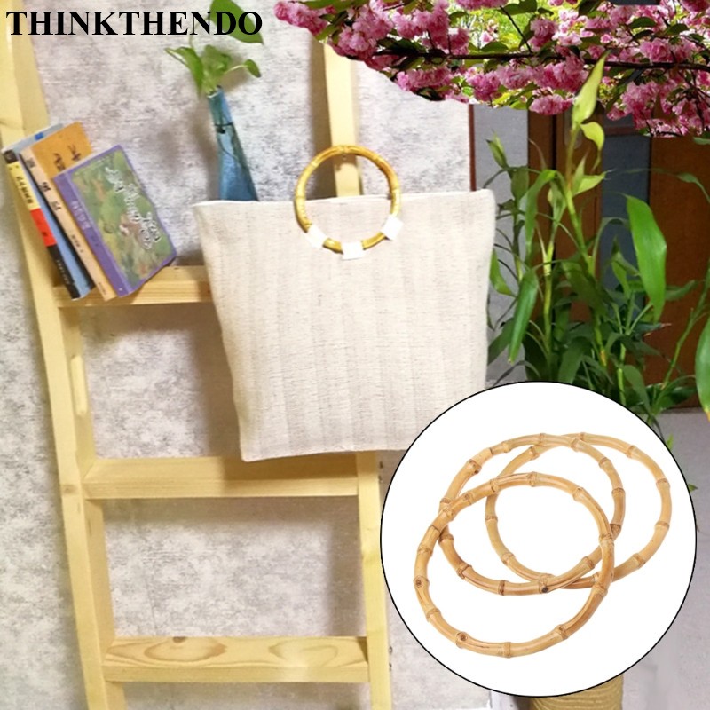 THINKTHENDO - Bamboo Round Handle, for Handmade Handbag, DIY Bag Accessories