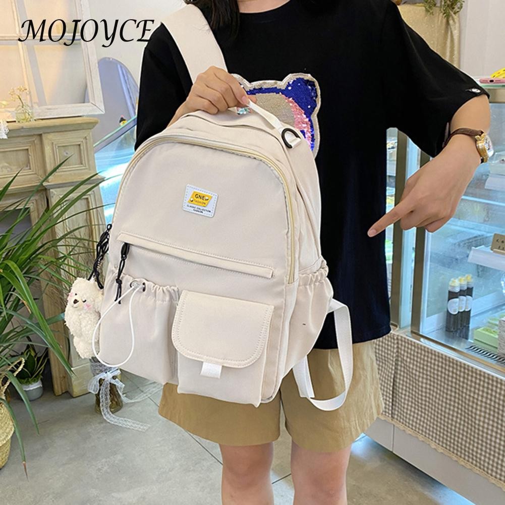 Fashionable single color nylon travel backpack large capacity female student daily shopping travel bag