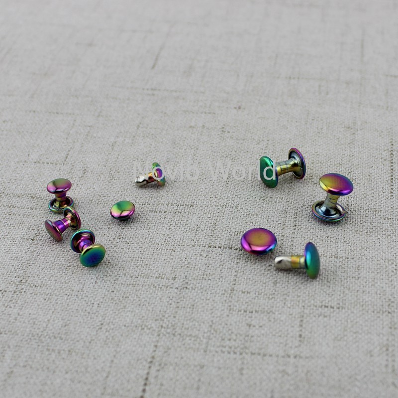 50-100pcs 6mm 8mm 10mm 12mm rainbow double cap rivets fasteners high quality leather crafts bags shoes studs