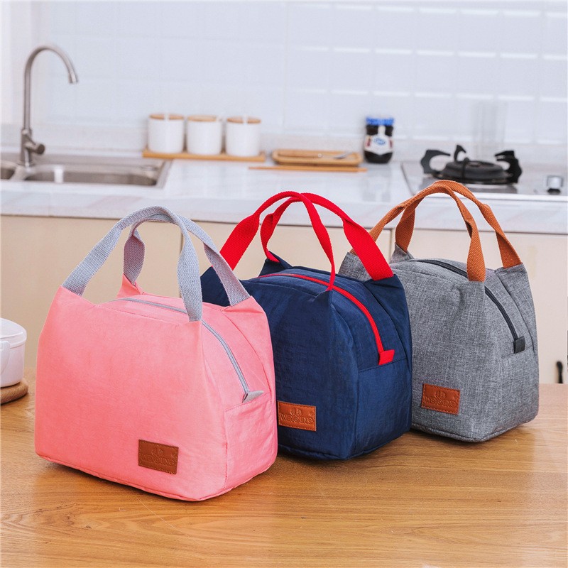 Waterproof Lunch Bag Nylon Portable Zipper Thermal Lunch Bag Oxford Bags For Women Convenient Lunch Box Carrying Food Bags