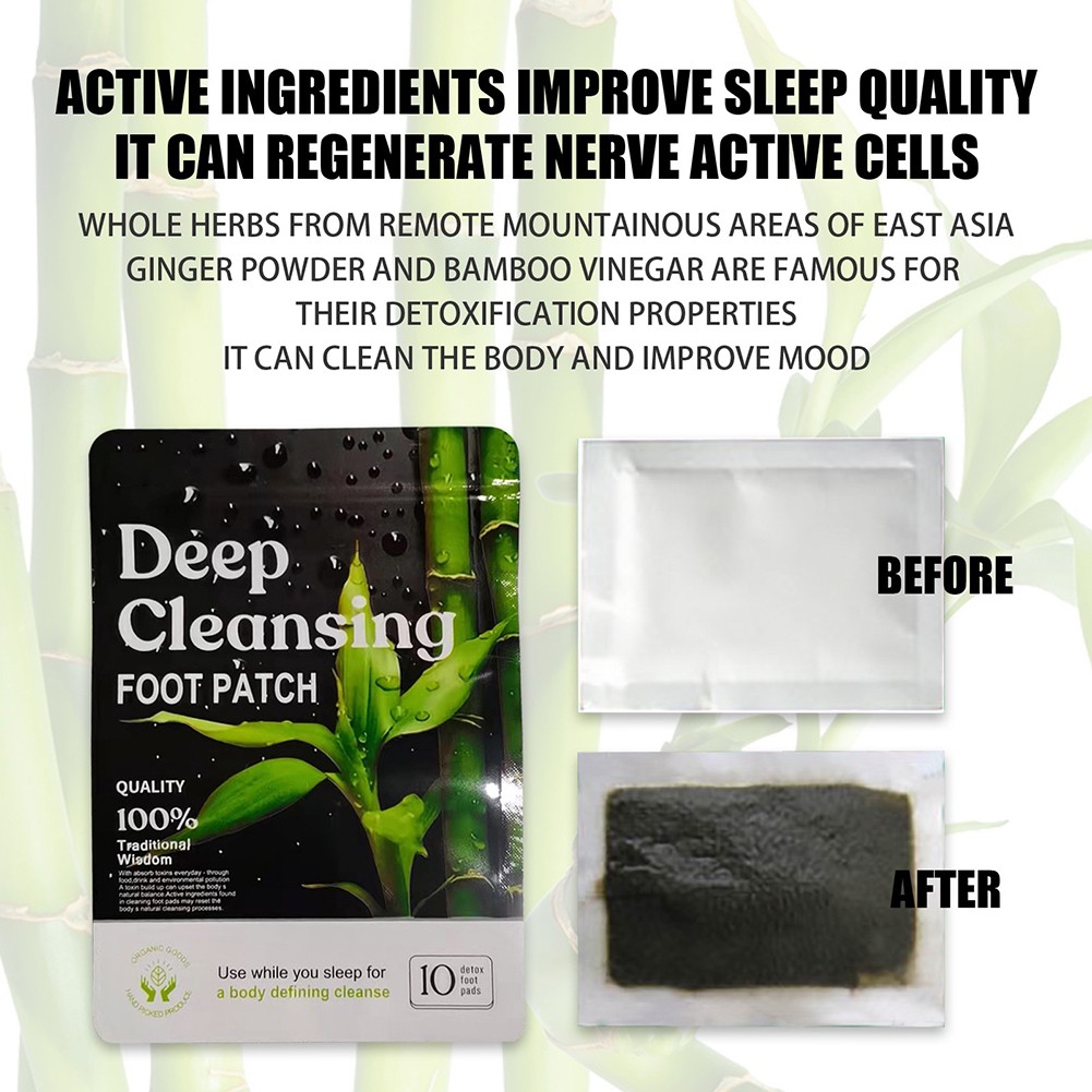 10pcs Detox Foot Patch Body Pads Detox Cleansing Herbal Adhesive Natural Bamboo Vinegar Ginger Feet For Deep Stress Relief Slee