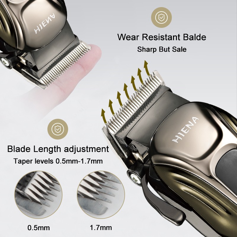 Professional Barber Hair Clipper Rechargeable Electric Finish Cutting Machine Beard Trimmer Shaver Cordless USB