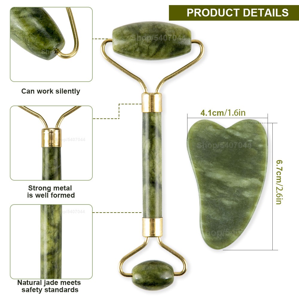 2pcs/set Gua Sha Massager for Face Care Jade Rollers Beauty Health Skin Scraping Chin Lifting Natural Stone Gouache Massage