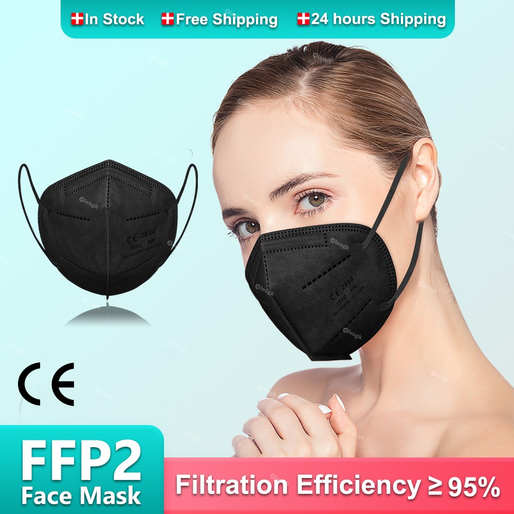 10-200 قطعة الأسود Mascarillas FPP2 Mascarillas KN95 شهادة 5 طبقات الكبار Mascherina FFPP2 المعتمدة قناع أسود ffp2masque