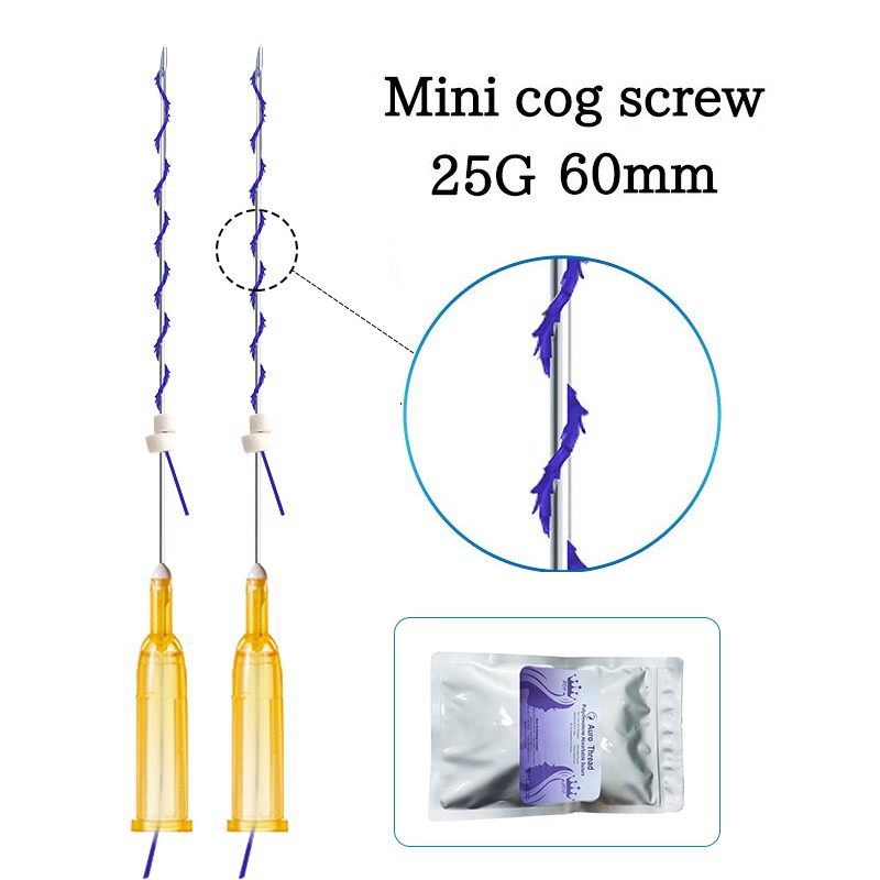 Mini Cog Screw 25g 10pcs/bag Hilos Tensores Faciales Ultra V Lift Barbed 38/60mm Pdo Thread for Face Lift Skin Care