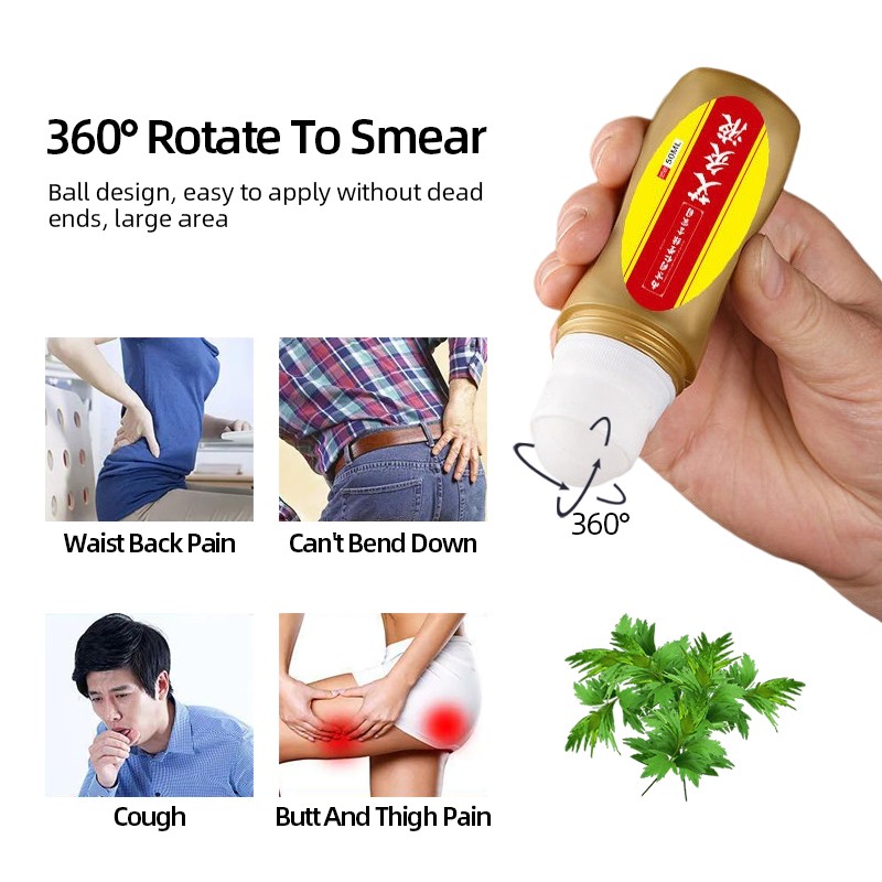 Sciatic Nerve Pain Relief Liquid Wormwood for Back/Buttock/Thigh/Calf Pain Acupressure 360 ​​Degree Anti-pain Massage Ball