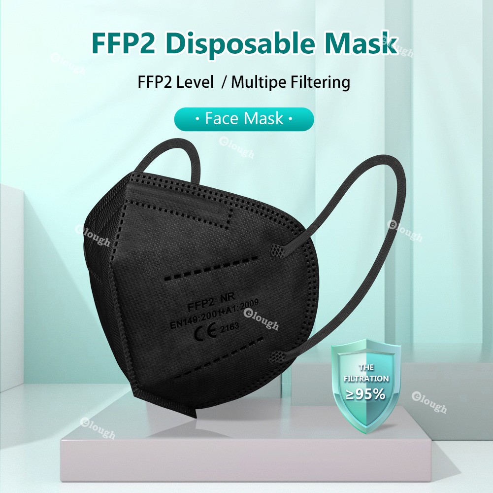 أقنعة الكبار FFP2 Mascarillas Negras KN95 قناع الوجه وافق FPP2 5 رقائق قناع أسود ffp2قناع ffp2reuse zable قناع ffp3 masque CE