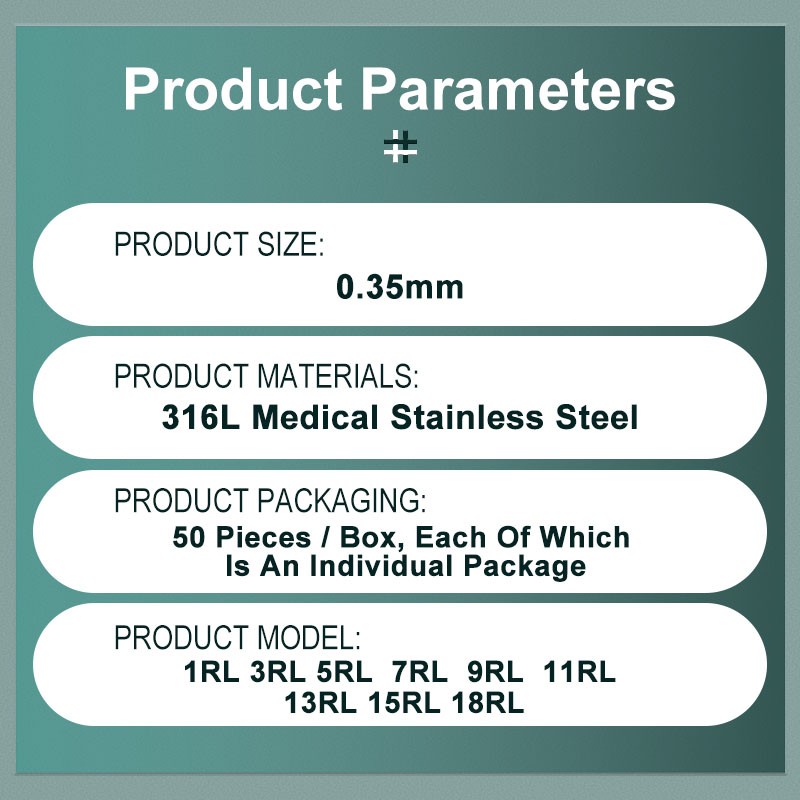 50 قطعة المهنية الوشم إبرة 1RL 3RL 5RL 7RL 9RL 11RL 13RL 15RL 18RL 0.35 مللي متر جولة بطانة الوشم الإبرة للوشم لوازم
