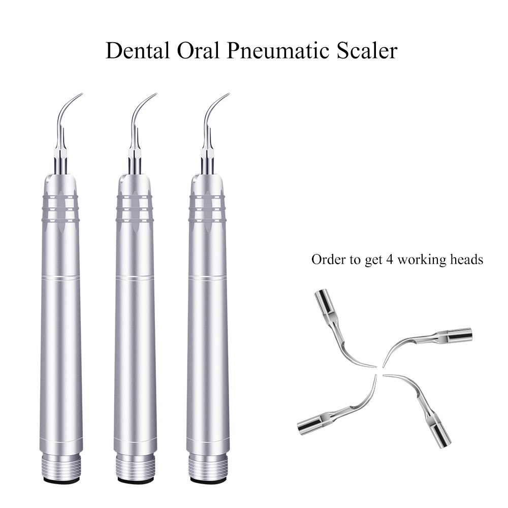 Dental Ultrasonic Air Scaler with 4 Teeth Cleaning Tips 2/4 Holes Handpiece Teeth Whitening Cleaner