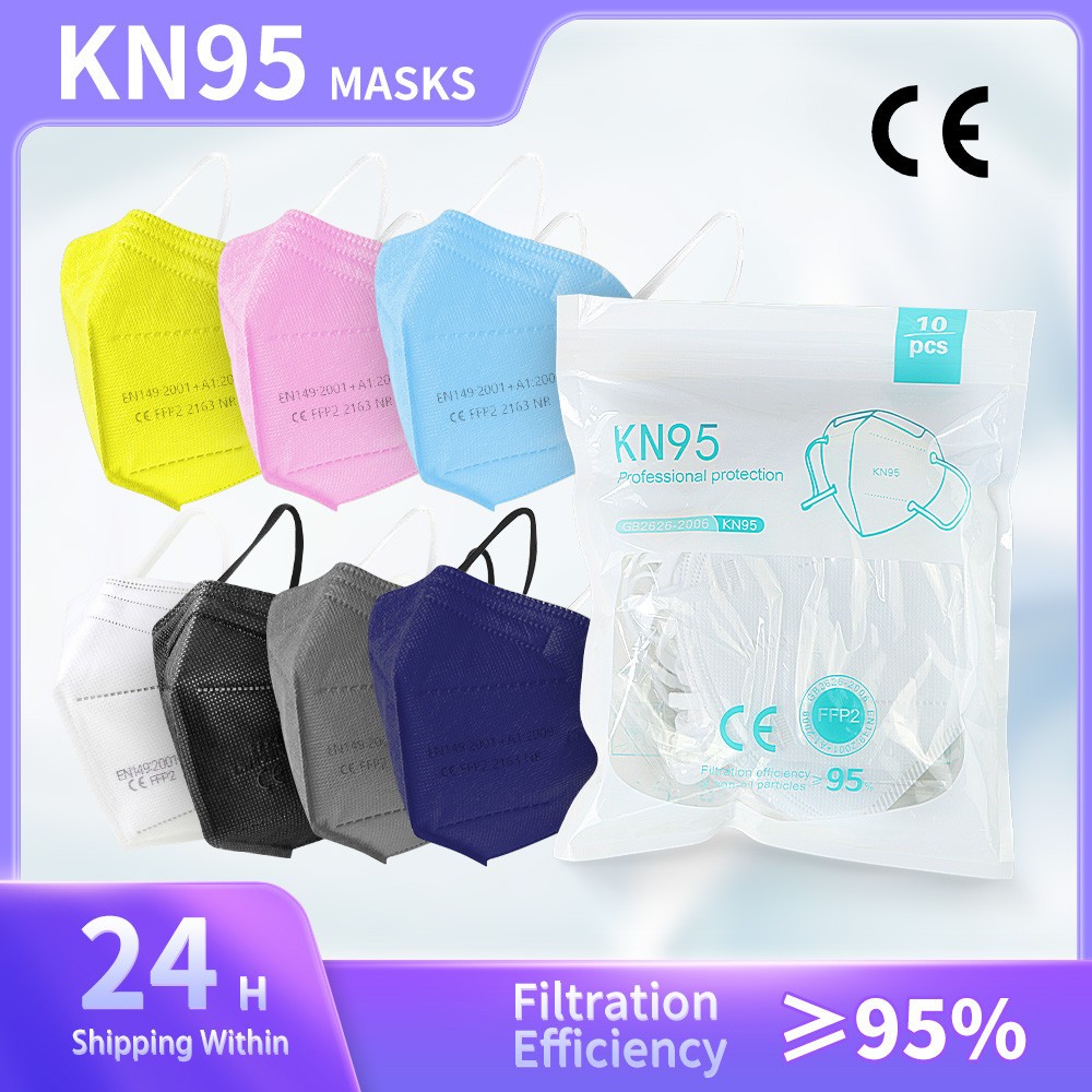 20-200pcs Black KN95 Mask FPP2 Approved Mask 5 Layers Reusable Mask Security Protection KN95 Mascara Protective Face Masks