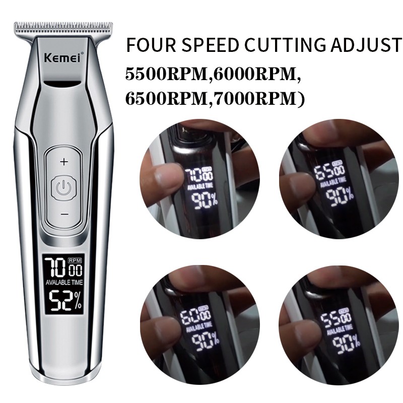 Kemei Profession Hair Clipper Beard Trimmer For Men Electric Shaver For Men LCD 0mm Hair Cutting Trimmer Machine Rechargeable Razor