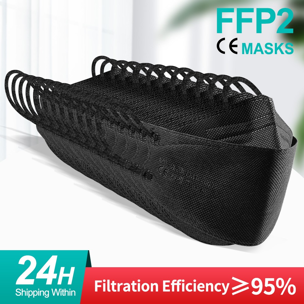 Adult FFP2 Mask KN95 Approved FFP2 Mask 4 Layers Black Cloth Face Mask FPP2 Face Mask KN95 Respirator Mask ffp2mascarillas