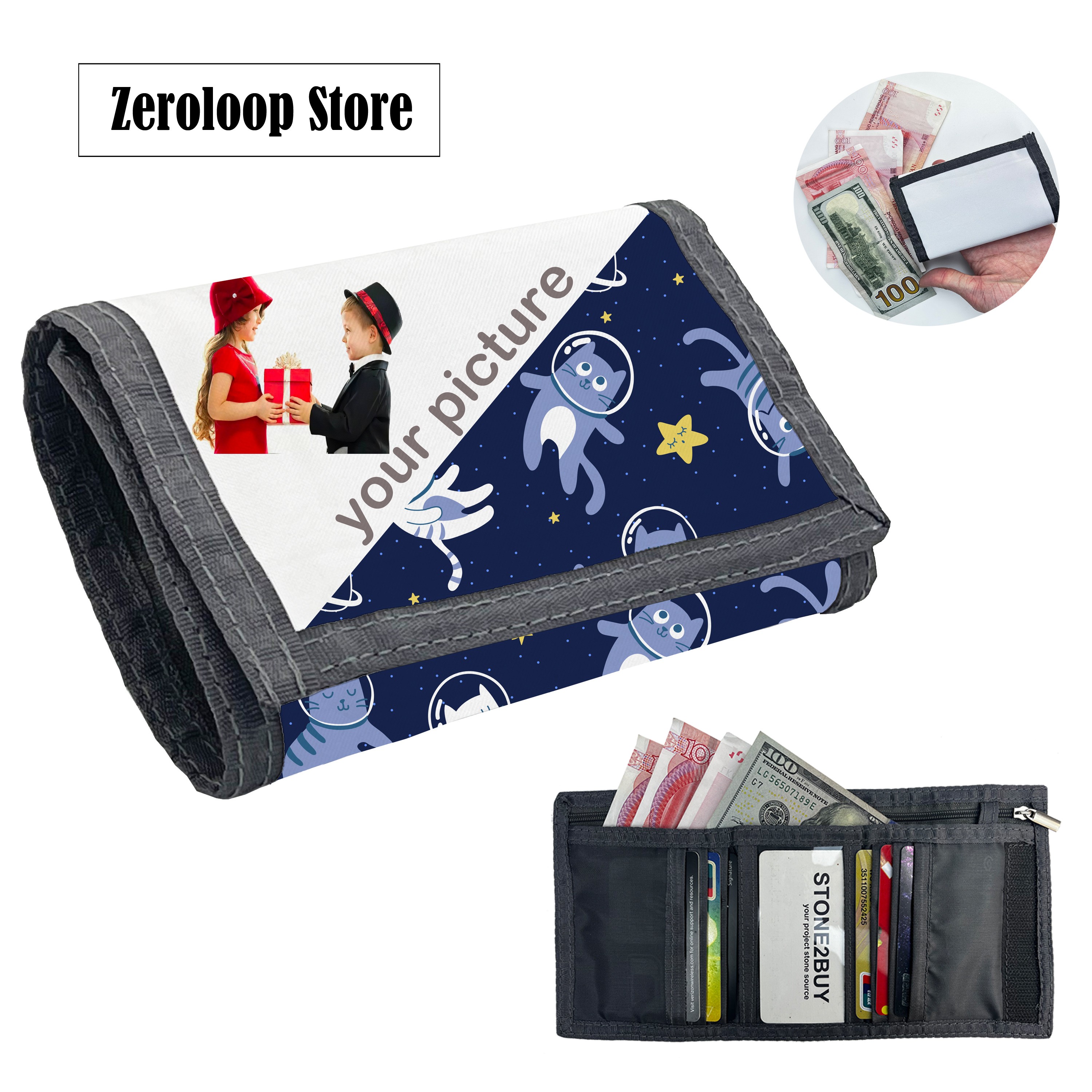 Can be customized children's cartoon printing cute coin purse, foldable cloth wallet, fashion student bank card holder