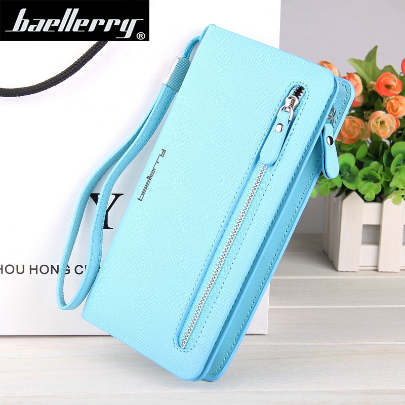 Women's Leather Wallet, Zipper Long Handbag, Casual, Solid Colors