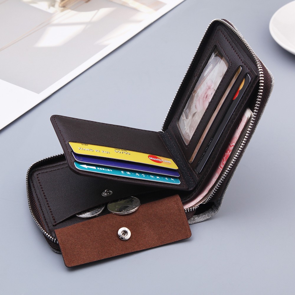 2021 New Canvas Zipper Short Men Wallet With Coin Pocket Clutch Purse Bag For Male Money Purse Denim Card Holder