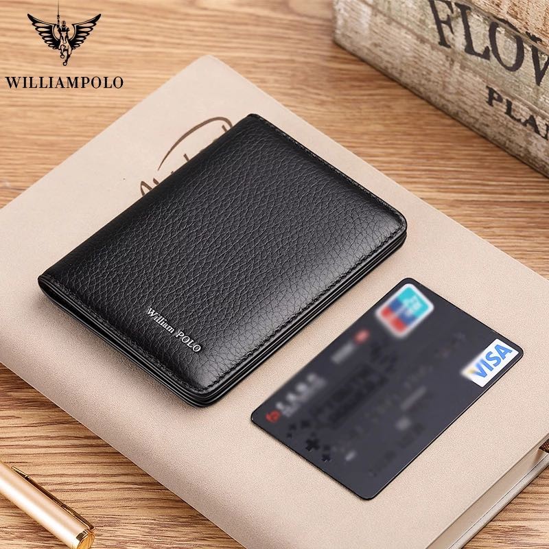 WILLIAMPOLO - Men's Slim Wallet, Luxury Genuine Leather Card Holder, Slim Wallet, New Fashion