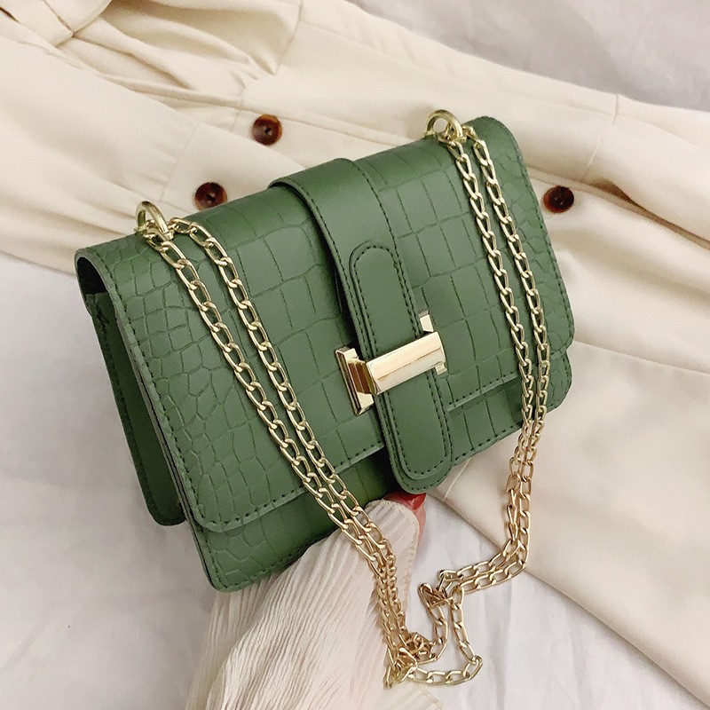 Bag women's shoulder bag stone pattern messenger women's bag 2022 spring new embossed solid color small square bag