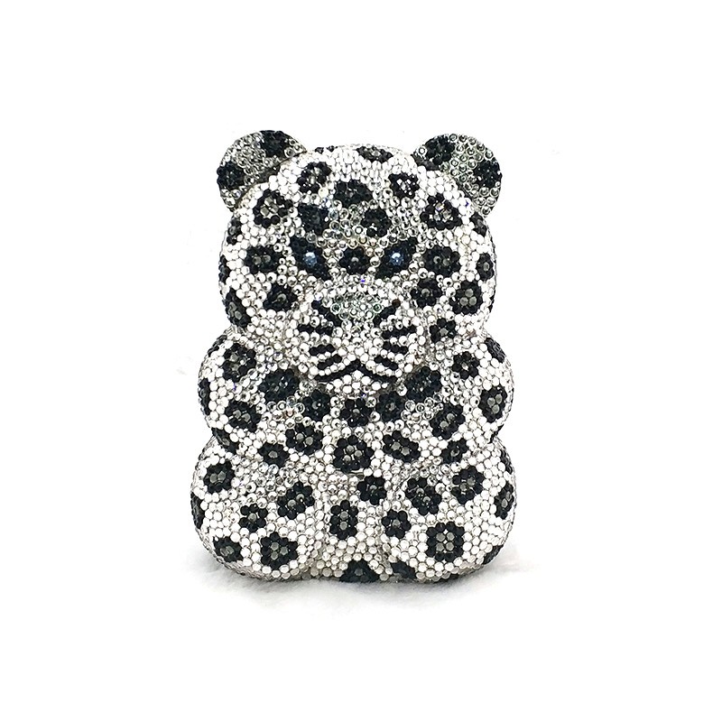 Women's Perforated Bear Handbag,Bear Perforated Crystal Handbag,Cocktail Purse,Shoulder Bag,Gifts