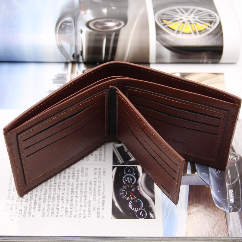 New Men Small Wallet Multifunction Fashion Iron Credit Card Holders PU Money Bag Vintage Leather Wallet Slim Male Purses