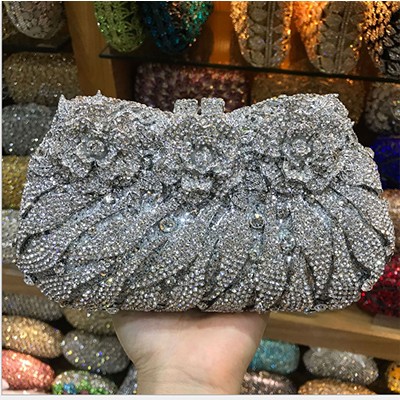 18 Colors Wedding Formal Dinner Clutch Women Golden Crystal Hand Evening Bags Metal Clutches Bags Flower Purse Wedding Purse