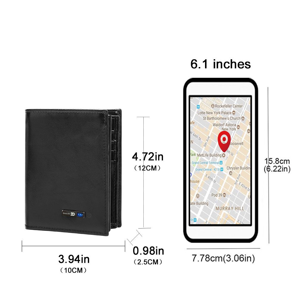 SmartLB Smart Anti-theft Wallet GPS Bluetooth Tracker Leather Wallet Clutch Mini Card Holder Christmas Gift for Father's Day